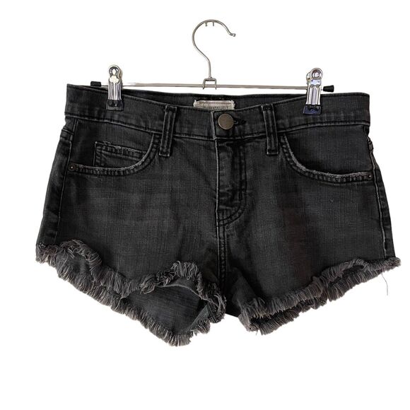 Current/Elliott 24 The Gam Short Dust Destroy Aged Soft Black Raw Hem - Picture 1 of 9